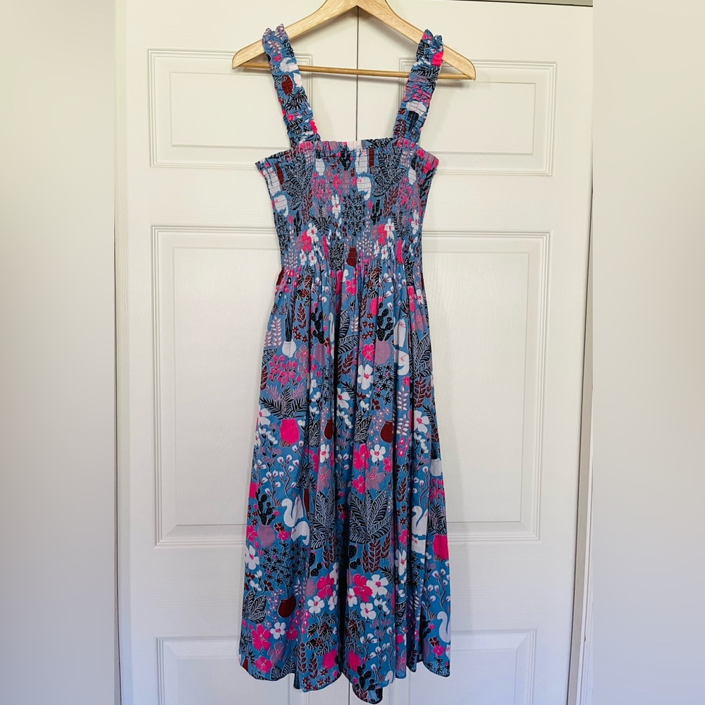 Kate Spade Garden Posy Smocked Sleeveless Midi Dress in Blue - Picture 6 of 12